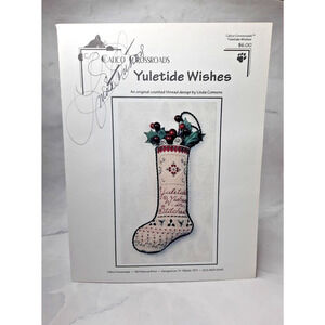 Vintage Calico Crossroads Counted Thread Pattern Yuletide Wishes Stocking Signed